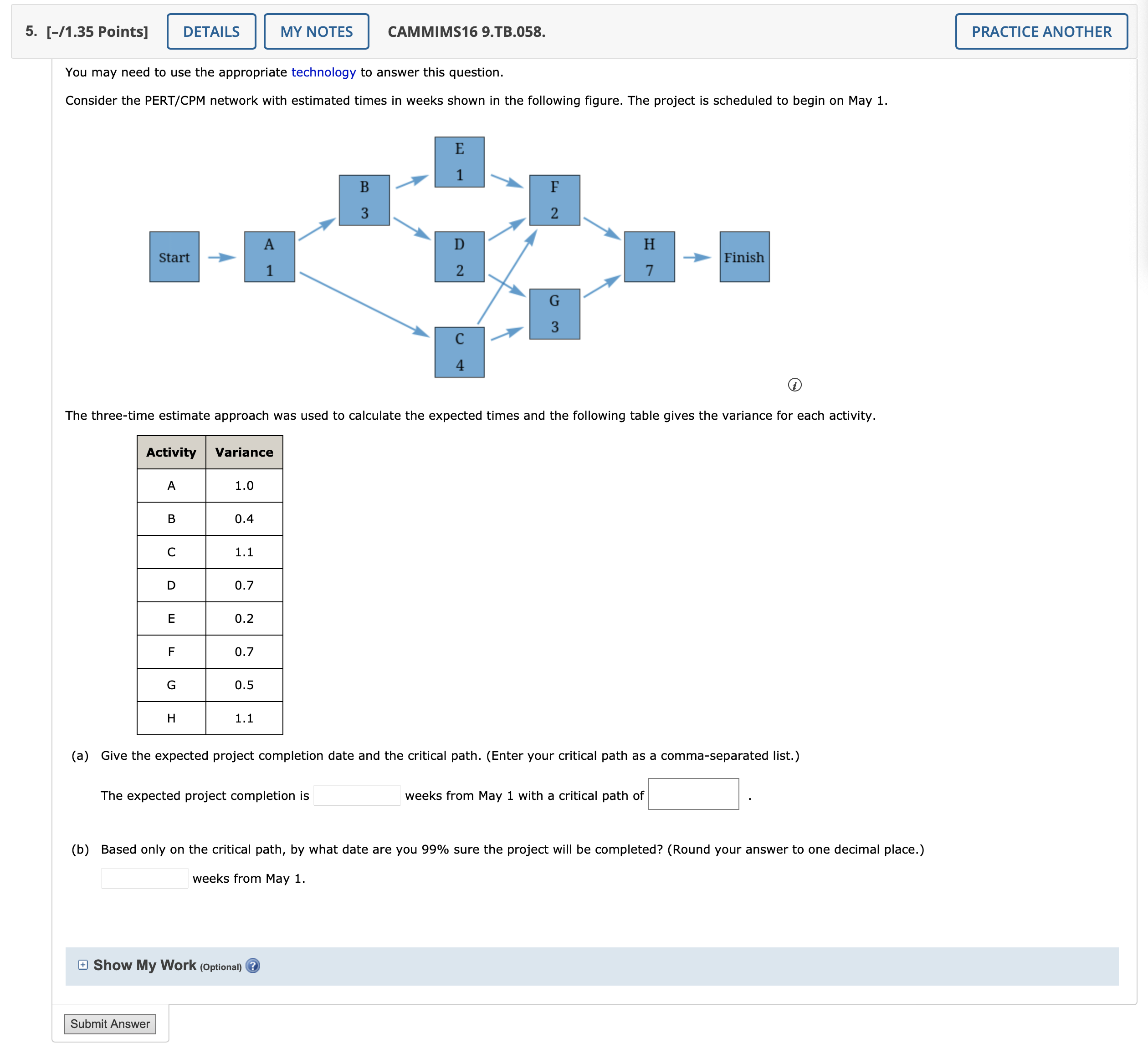  5. [-/1.35 Points] DETAILS MY NOTES CAMMIMS16 9.TB.058. PRACTICE ANOTHER You