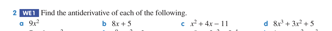 Anti Differentiation please answer the following question and keep working out and