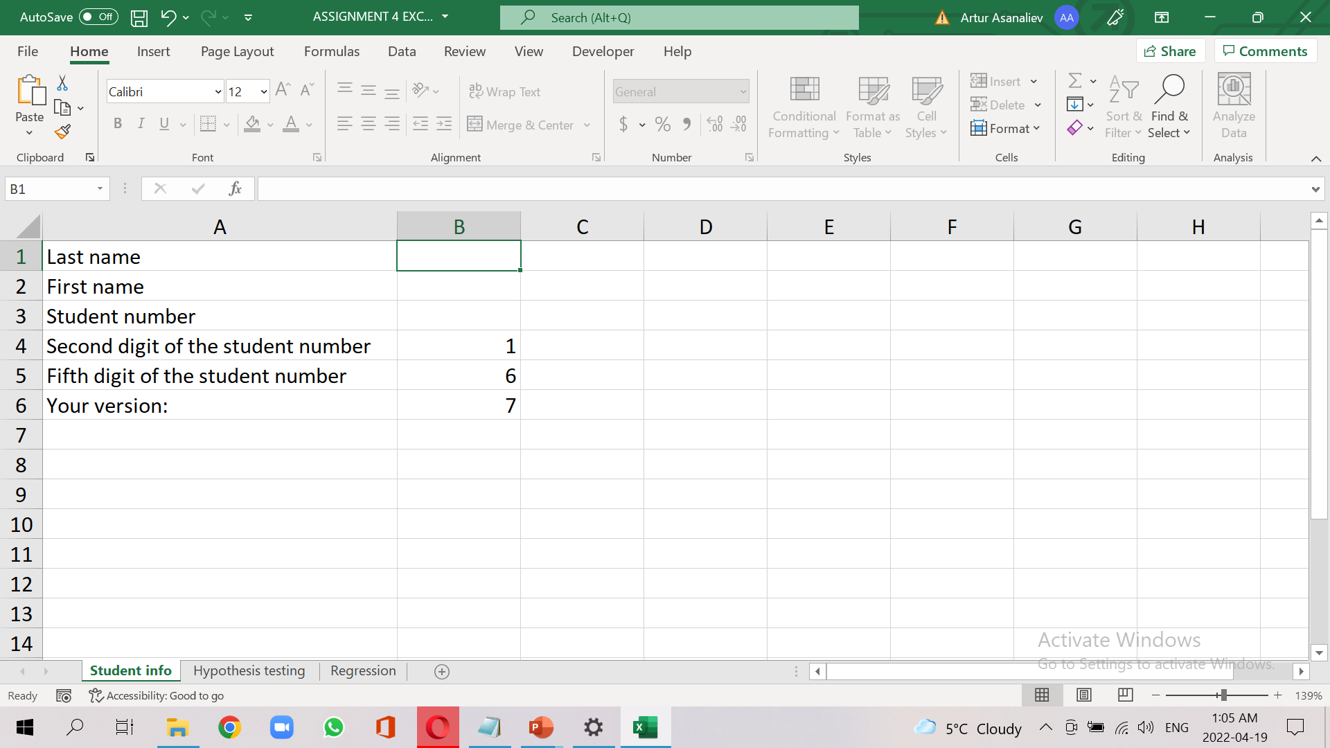Formulas Data Review View Developer Help Insert ~ 12 ~ A" A