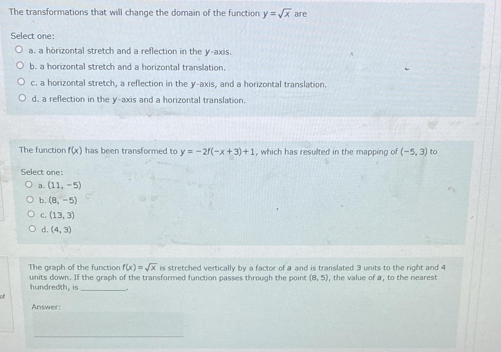 transformations unit in math The transformations that will change the domain of