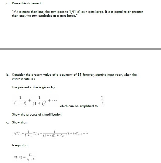 Please help below a. Prove this statement: "If x is more than