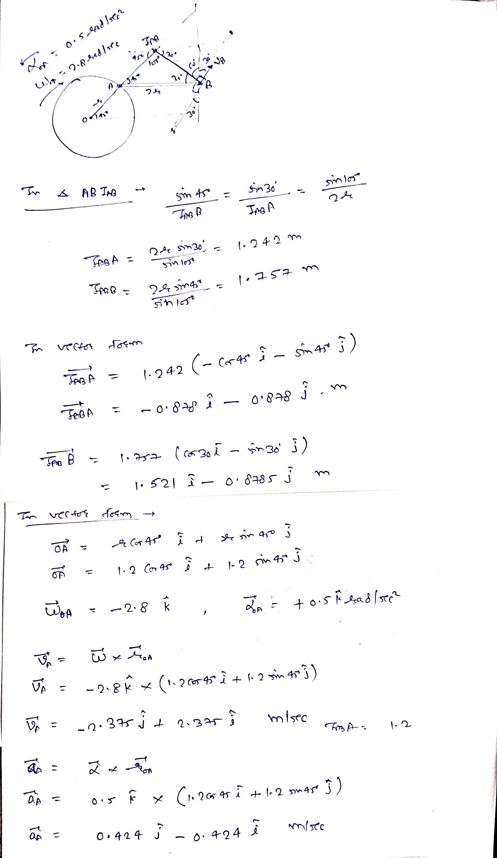 collar-crank wheel with r = 1.2 m, motion is supplied by the