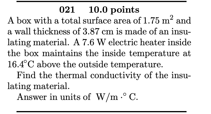 021 10.0 points A box with a total surface area of