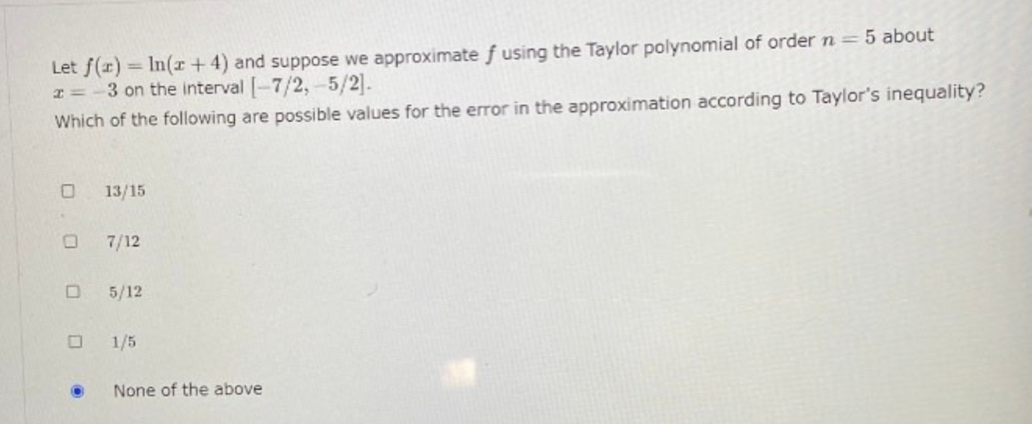 Please answer this question and provide explanation Let f(ar) = In(x +