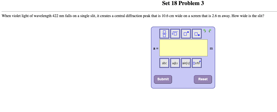 The class is about heat, waves, and light. The website wants exactly