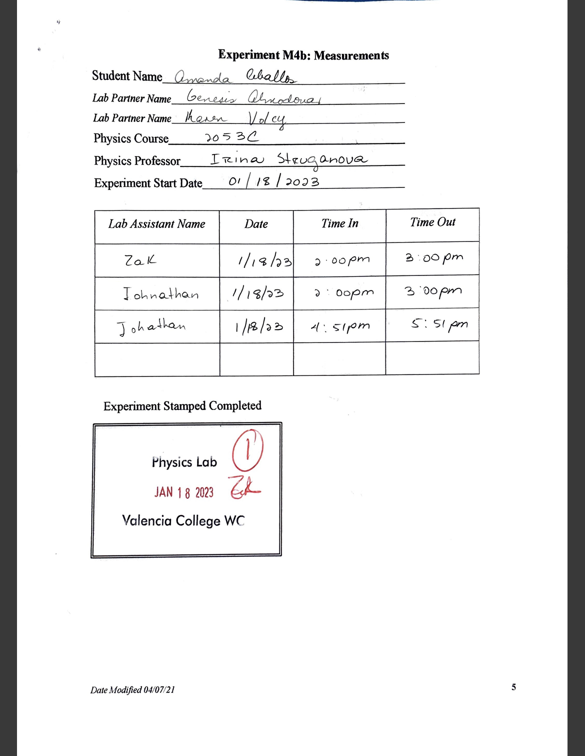 M4b Data Sample and Post-lab Assignment Base on the lab images posted