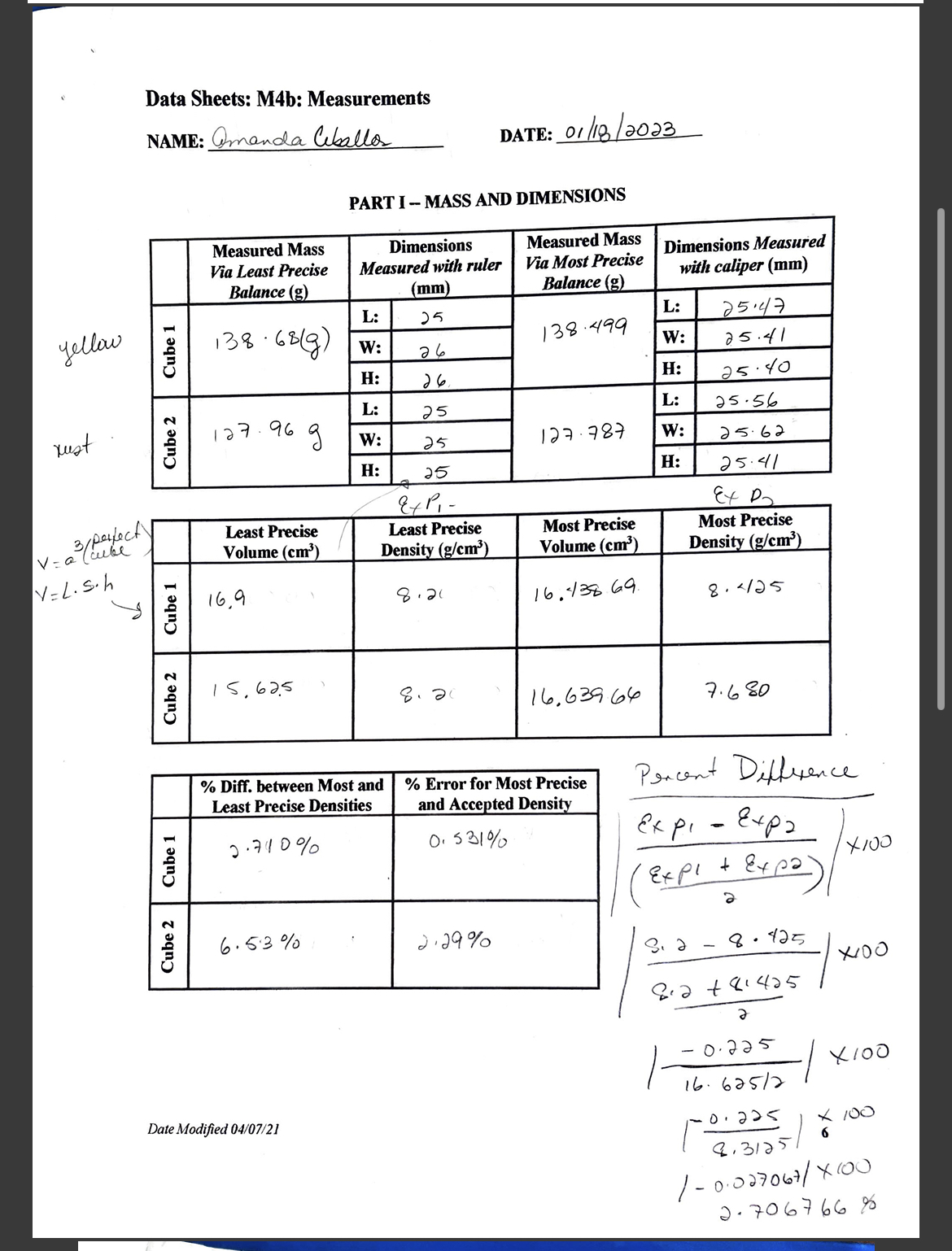 below (FOCUS ON QUESTION 2)1. Describe what is density and provide SI