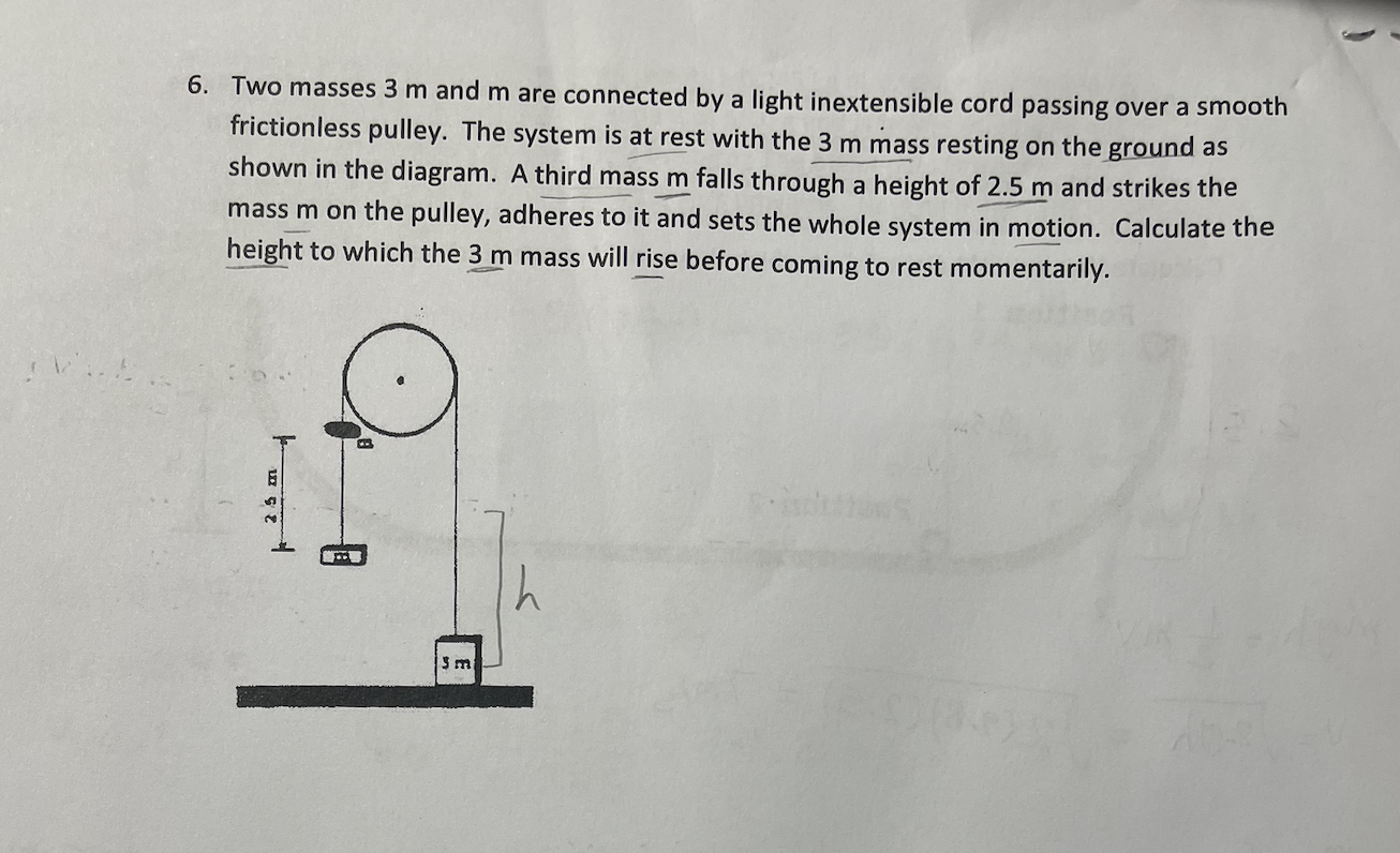 6. Two masses 3 m and m are connected by a