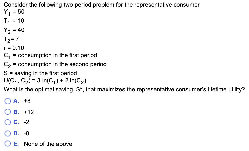 What is the optimal saving that maximizes the representative consumer's lifetime utility?