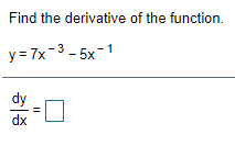 - 3x + - 5x + 5 f'(x ) =Find the derivative