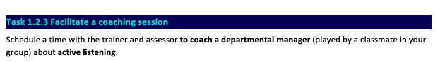 Coaching session sample script Task 1.2.3 Facilitate a coaching session Schedule a