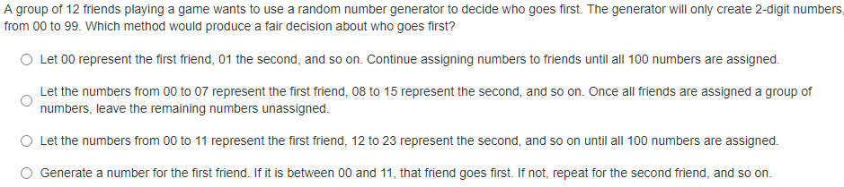 1: Choose the correct answer shown below: Eight students are working on