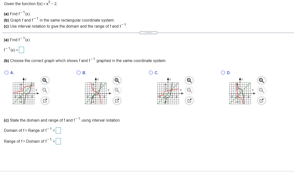 please help clear answers. Given the function rm = x3 , 2,
