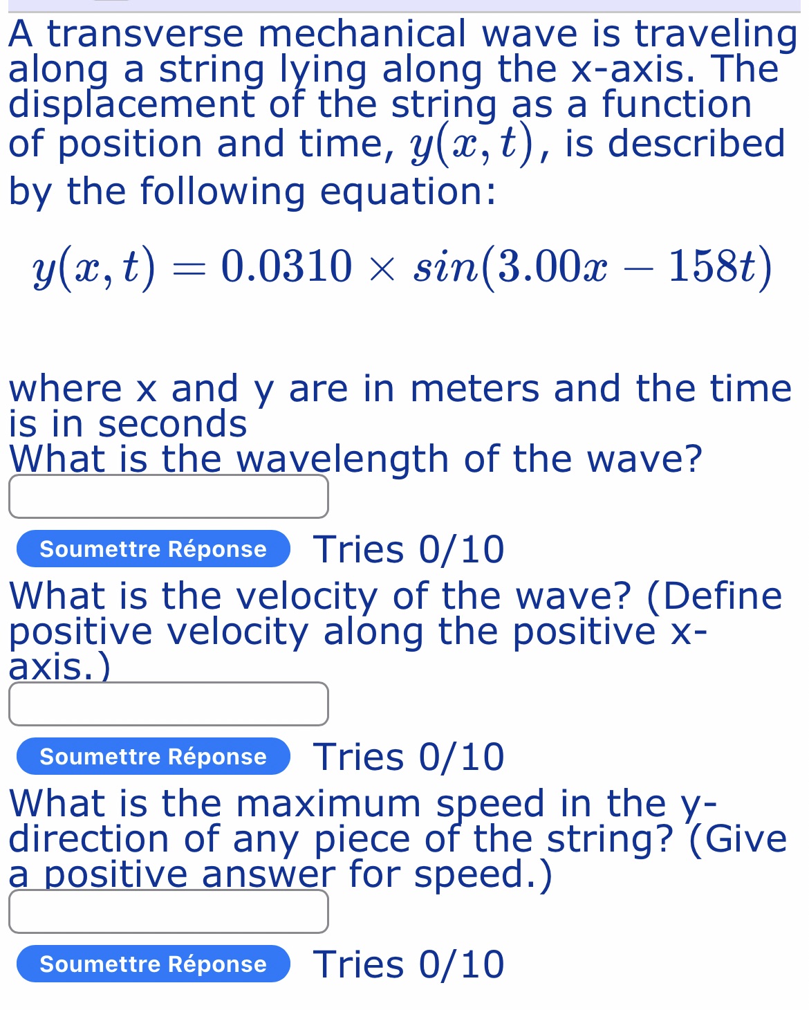  A transverse mechanical wave is traveling annP a string I}/ing along