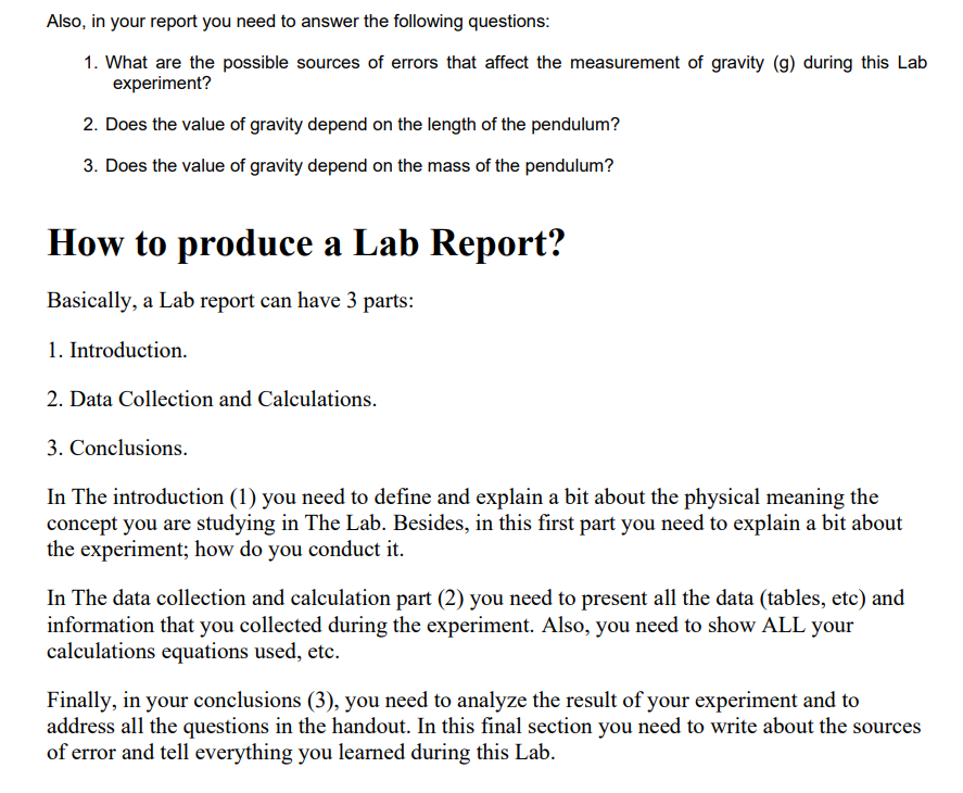 determine the acceleration of gravity. OBJECTIVE: To determine the acceleration of gravity