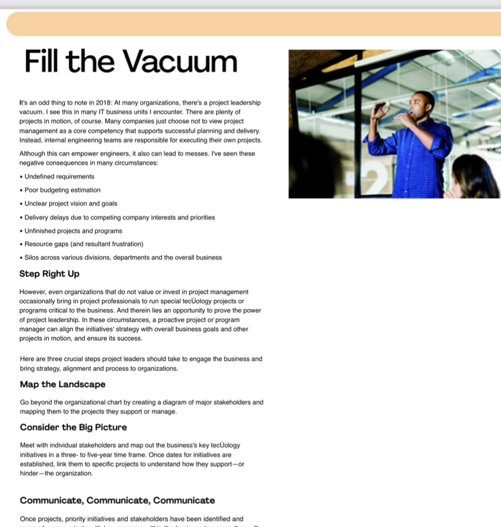 Fill the Vacuum It's an odd thing to note in 2018: