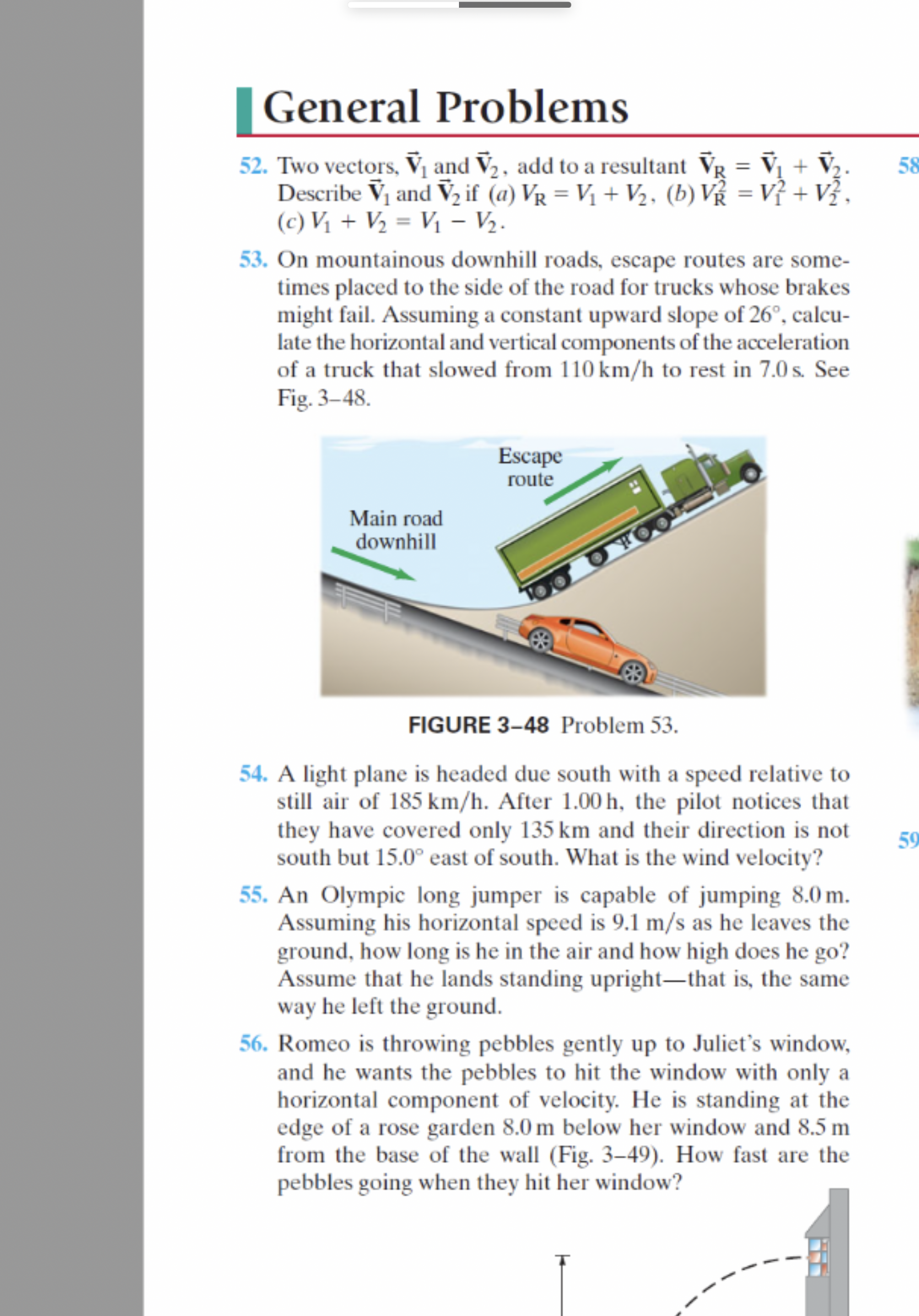 General Problems 52. Two vectors, V, and V2, add to a