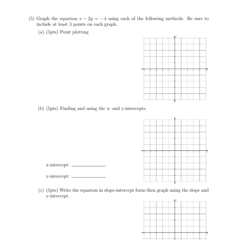 Please help (5) Graph the equation r - 2y = -4 using
