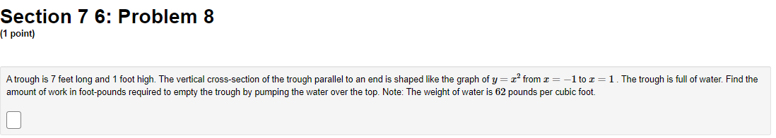 4 (1 point) A heavy rope, 50 ft long, weighs 0.5 lb/ft