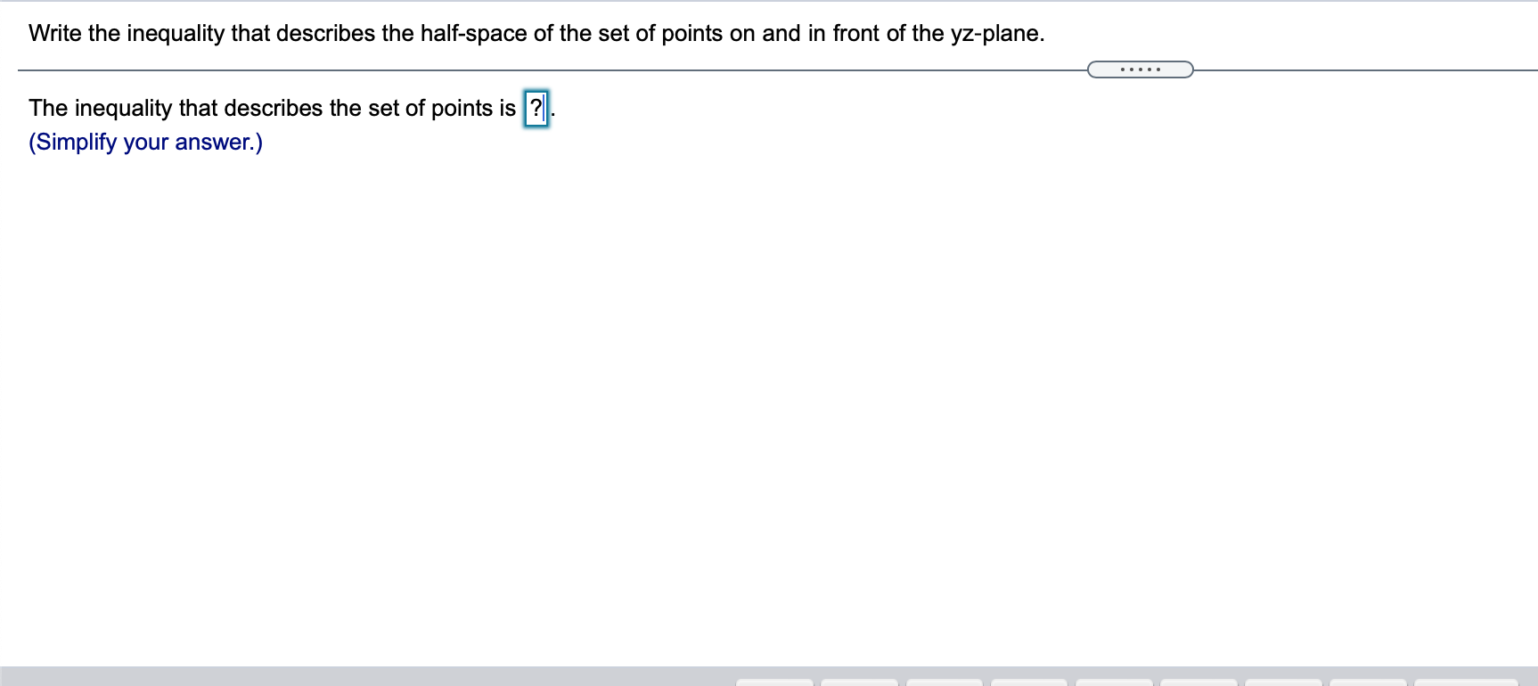 Give a geometric description of the set of points in space whose