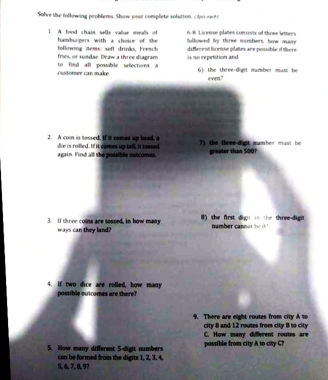  Solve the following problems. Show your complete solution (fromas) 1. A