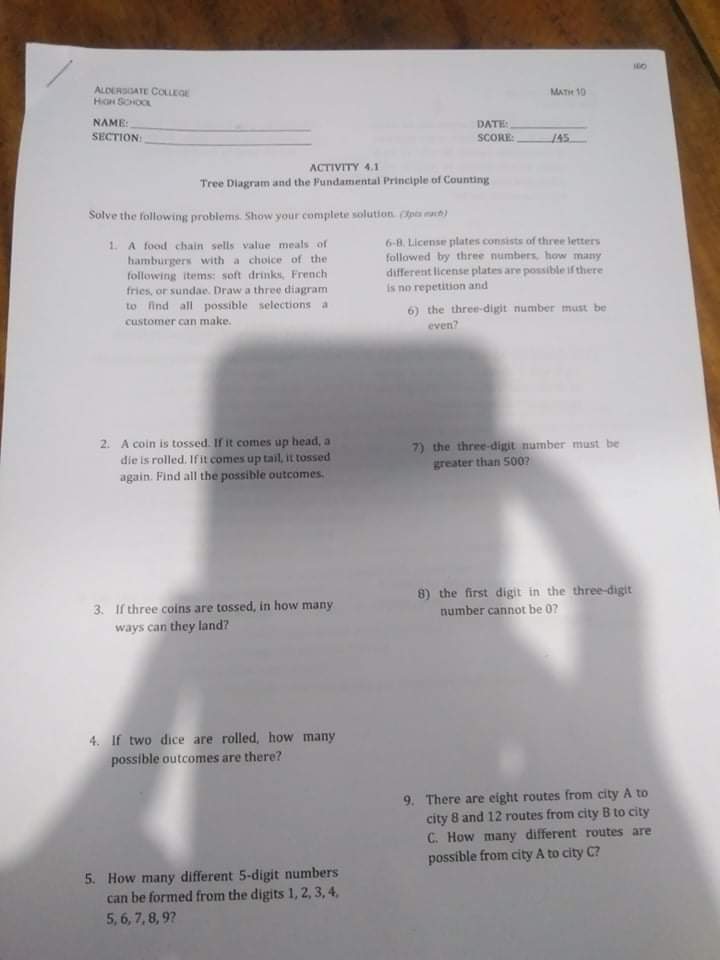 food chain sells value meals of 6-8. License plates consists of three