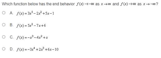 all that apply. O A. f(x) =4x3- x3+2x-7 O B. f (x)