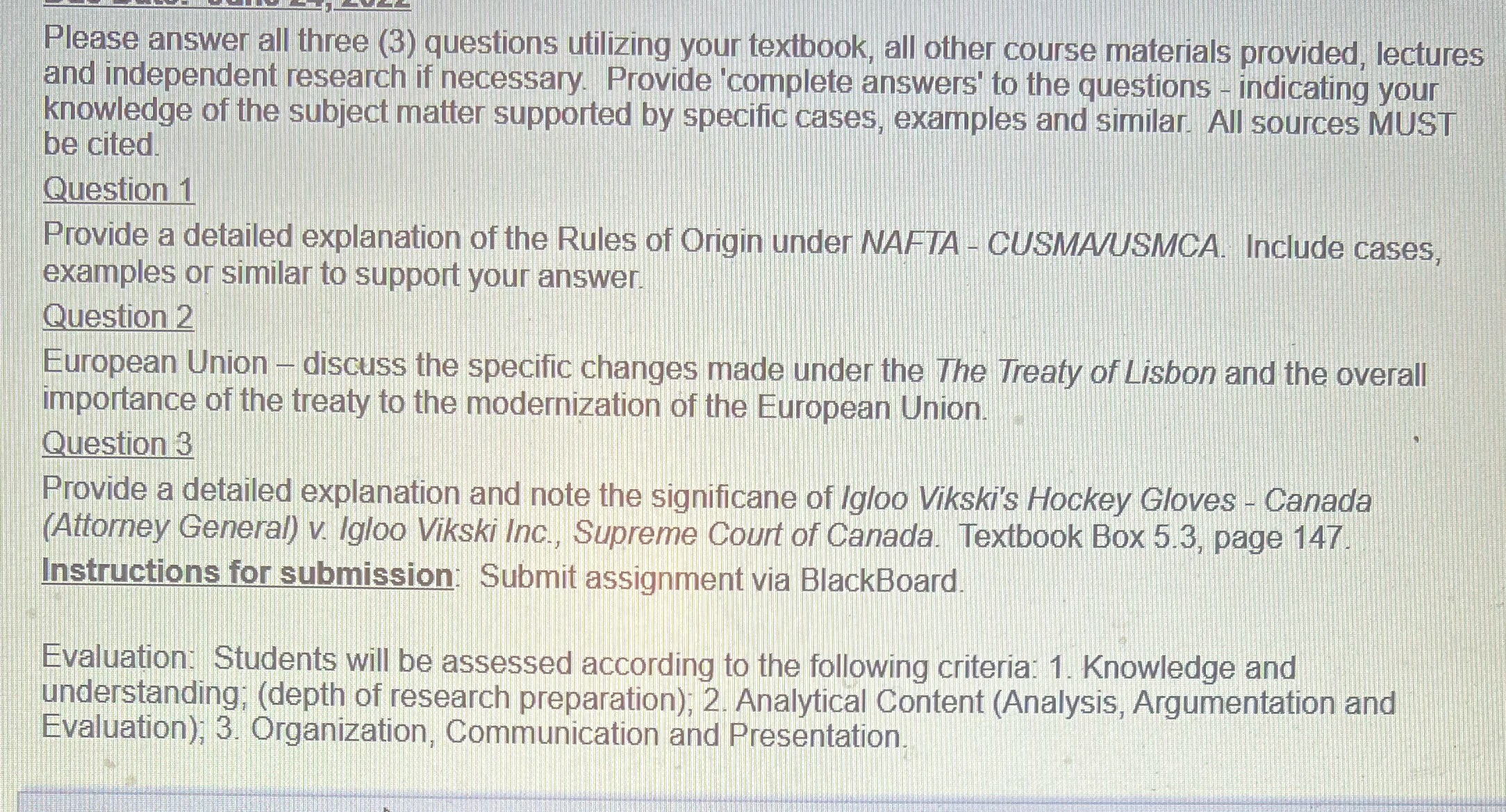  Please answer all three (3) questions utilizing your textbook, all other