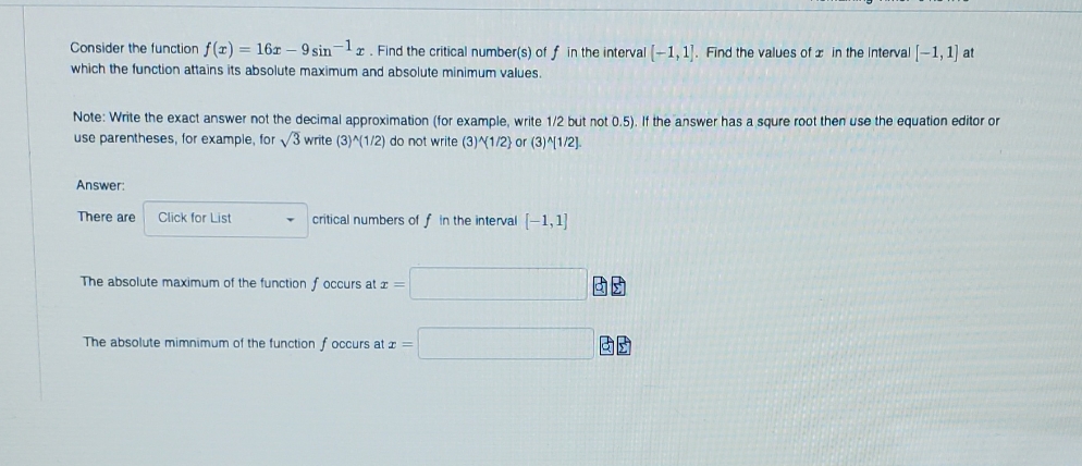 help please Consider the function f(r) = 16: - 9 sin x