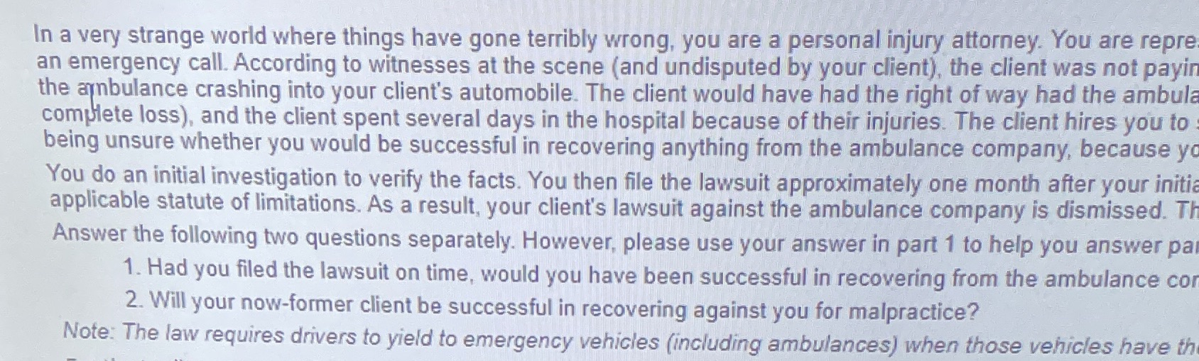 Answer with IRAC Method In a very strange world where things have