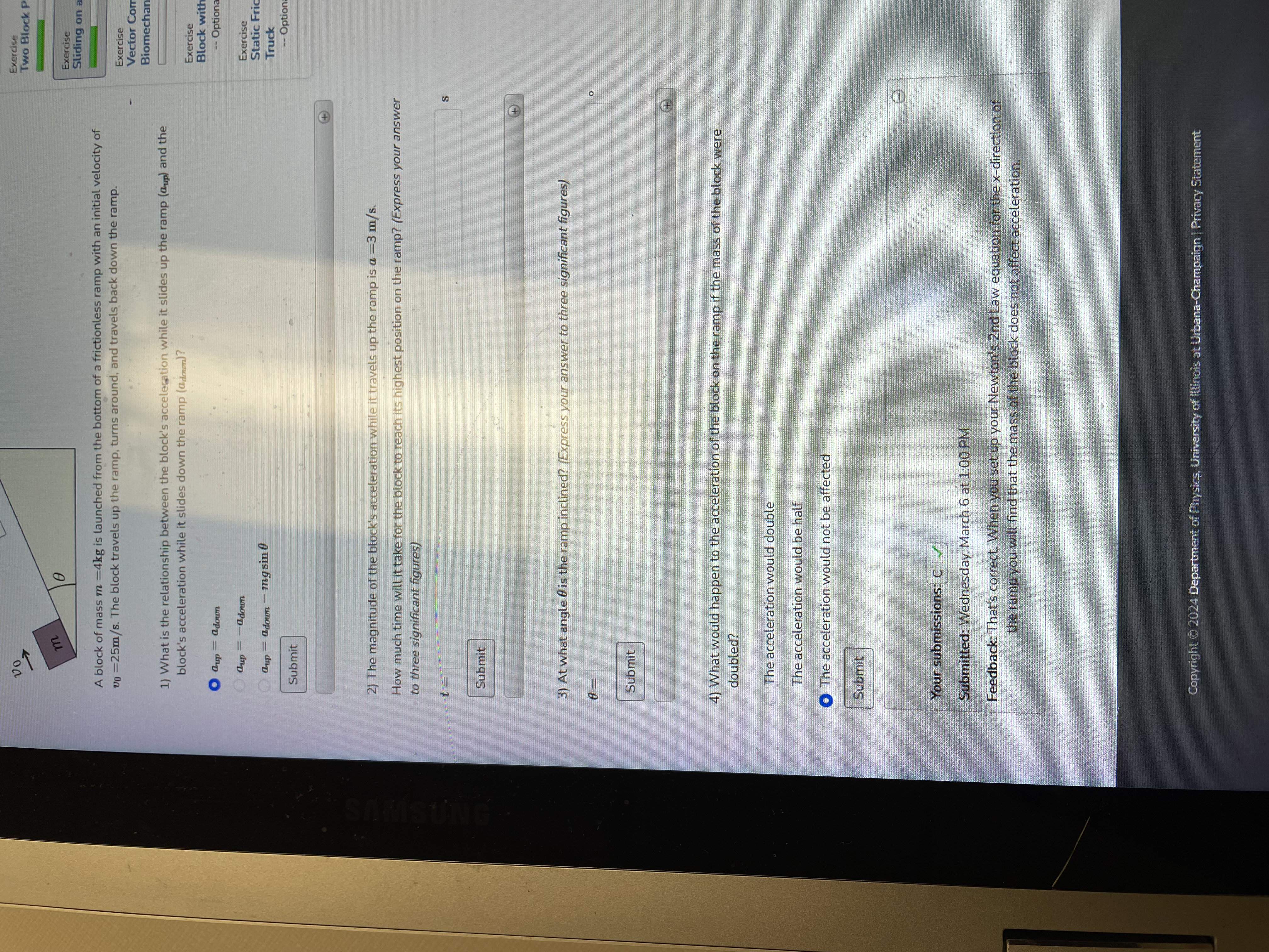 VO Exercise Two Block m e Exercise Sliding on A block