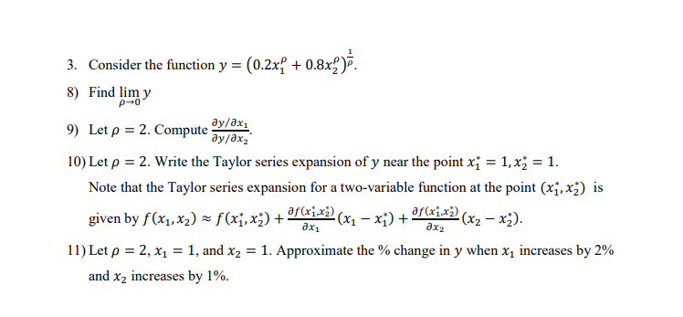  3. Consider the function y = (0.2x? + 0.8x;). 8) Find