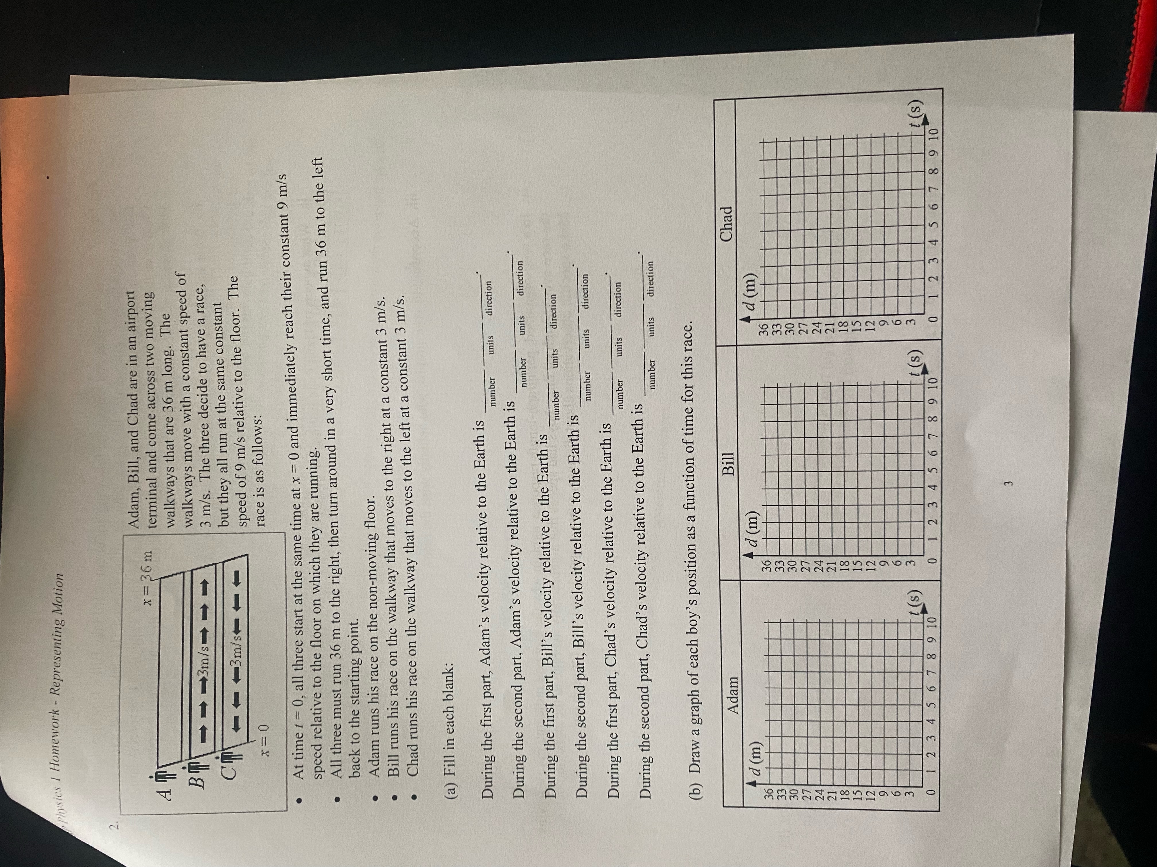 seconds. A team of sports scientists are studying the motion of a