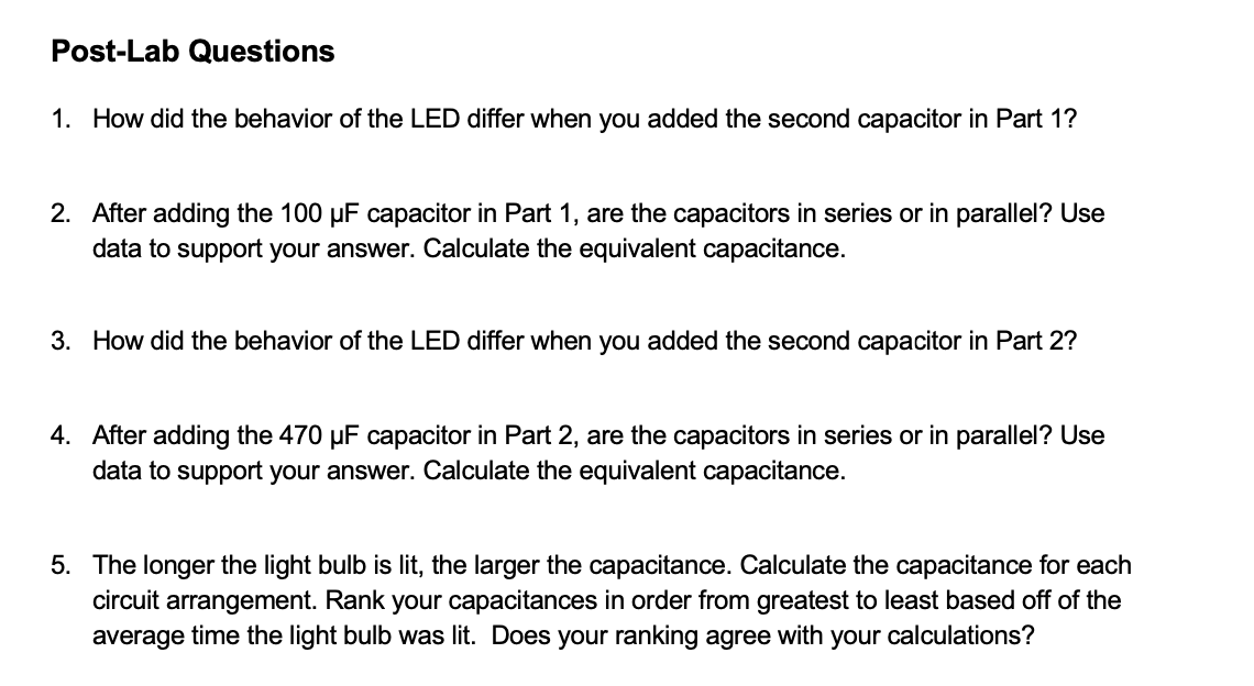 Could someone please help me with these post-lab questions? I will provide