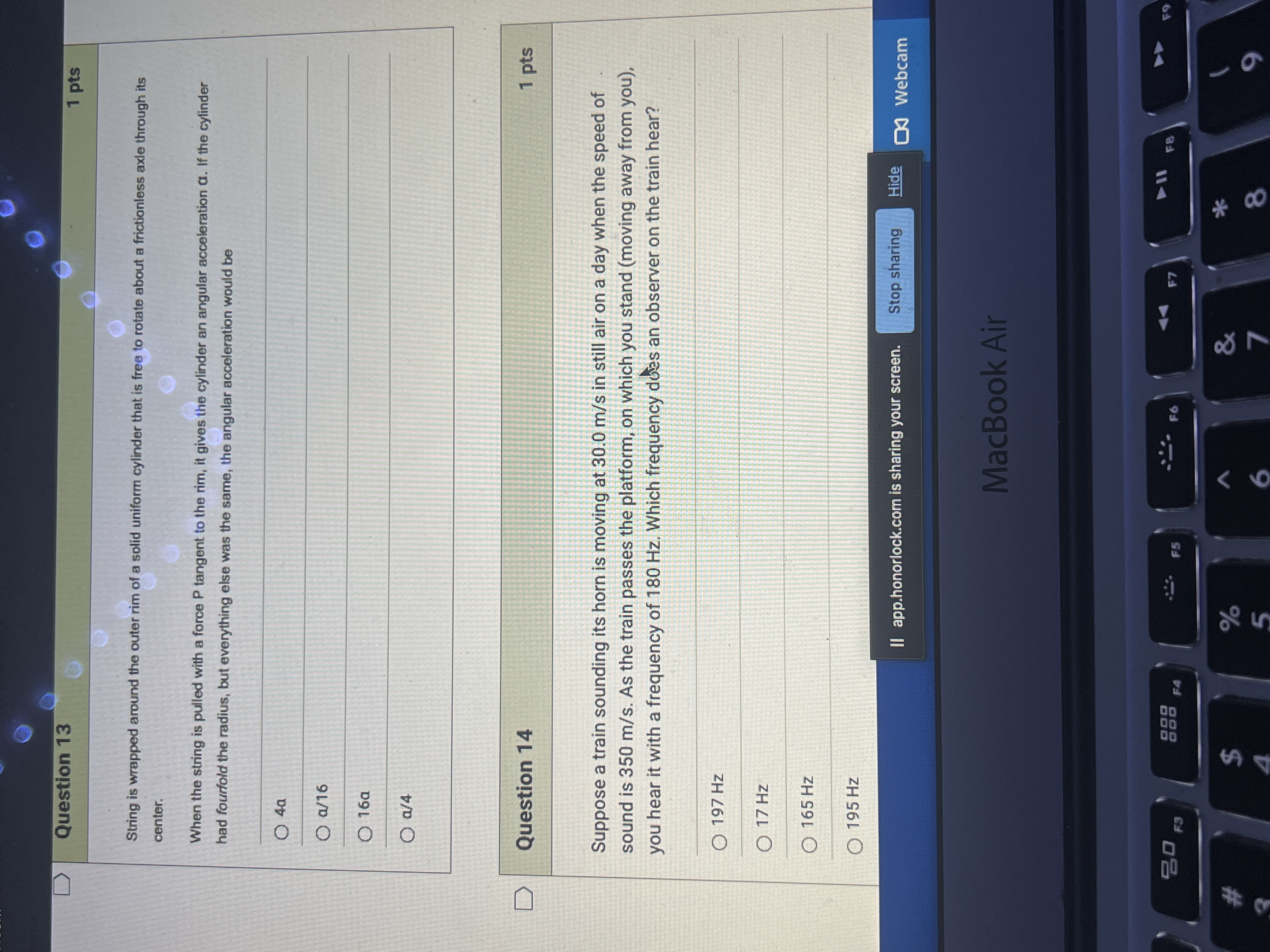 D Question 13 1 pts String is wrapped around the outer