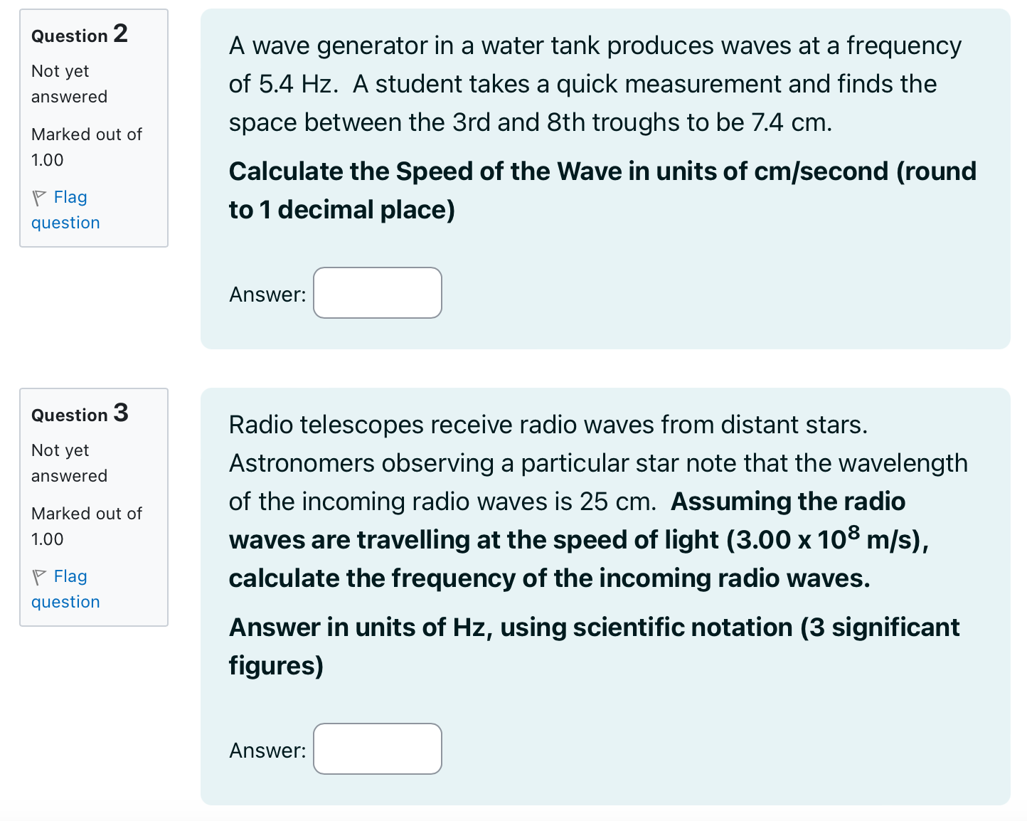 Mechanical Waves Question 1 Not yet Use the following diagram to answer