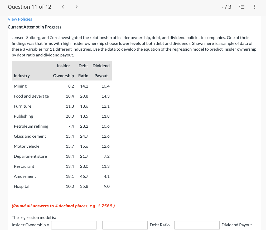 in Progress A corporation owns several companies. The strategic planner for the