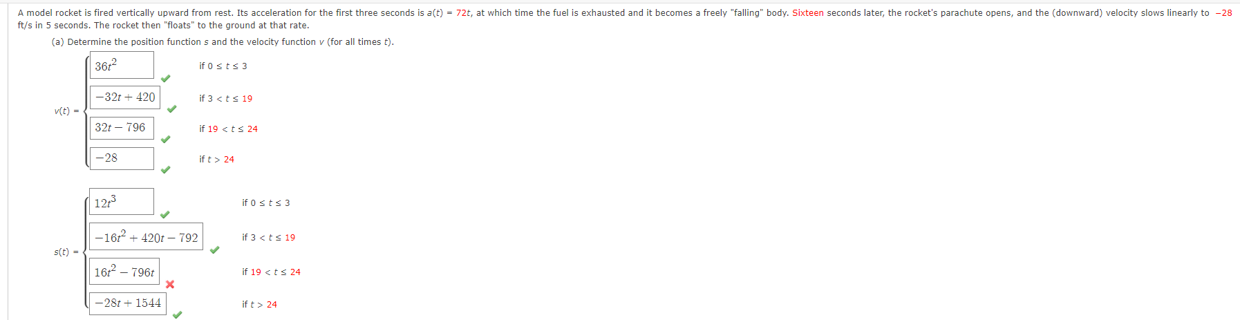  A model rocket is fired vertically upward from rest. Its acceleration