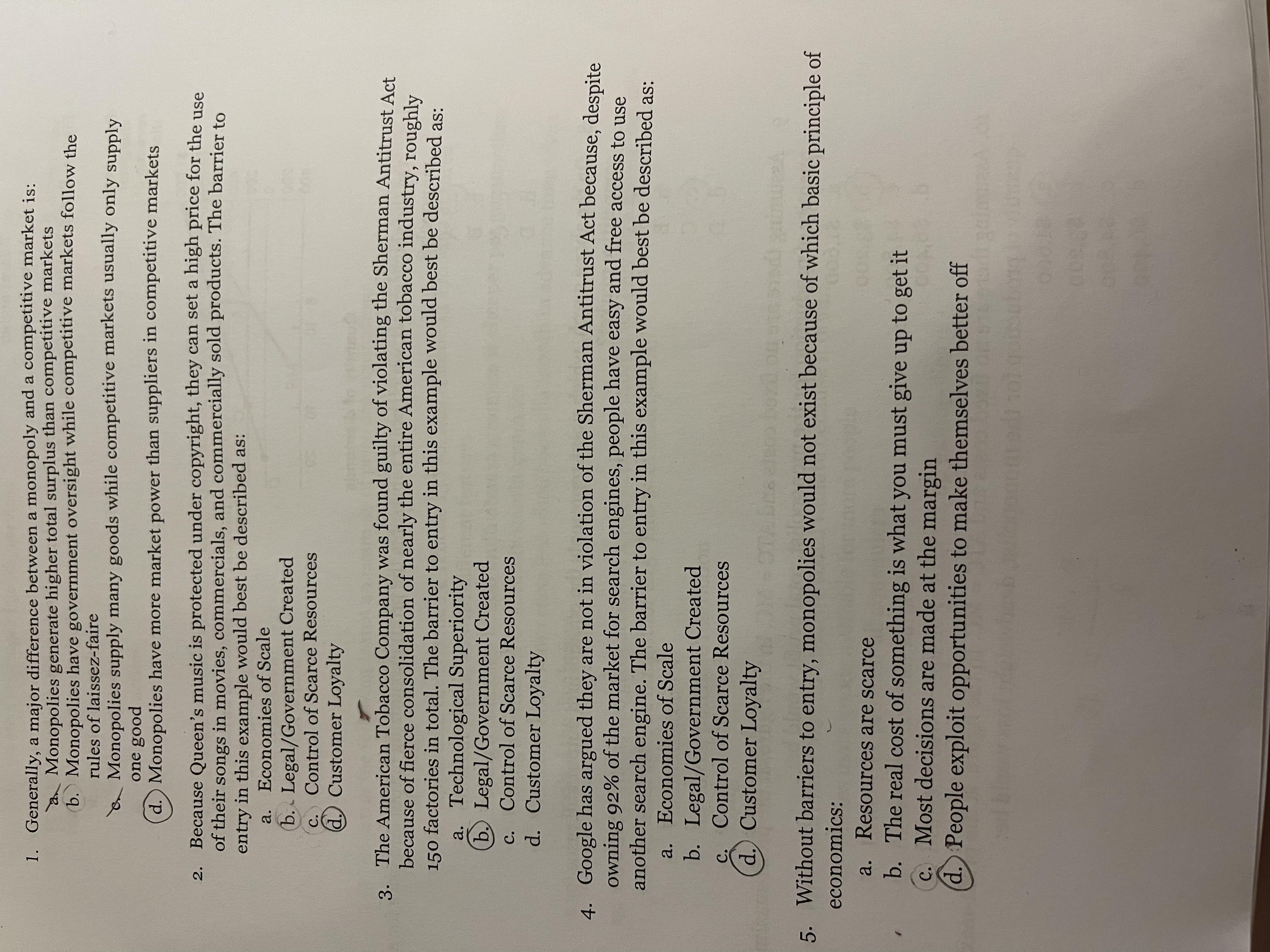  1. Generally, a major difference between a monopoly and a competitive