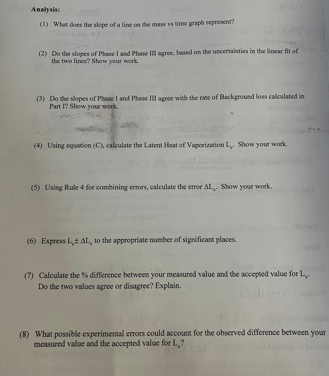 Time (s) = 300.56 Calculations Background Rate (kg/sec) = Evaporated Mass Elapsed