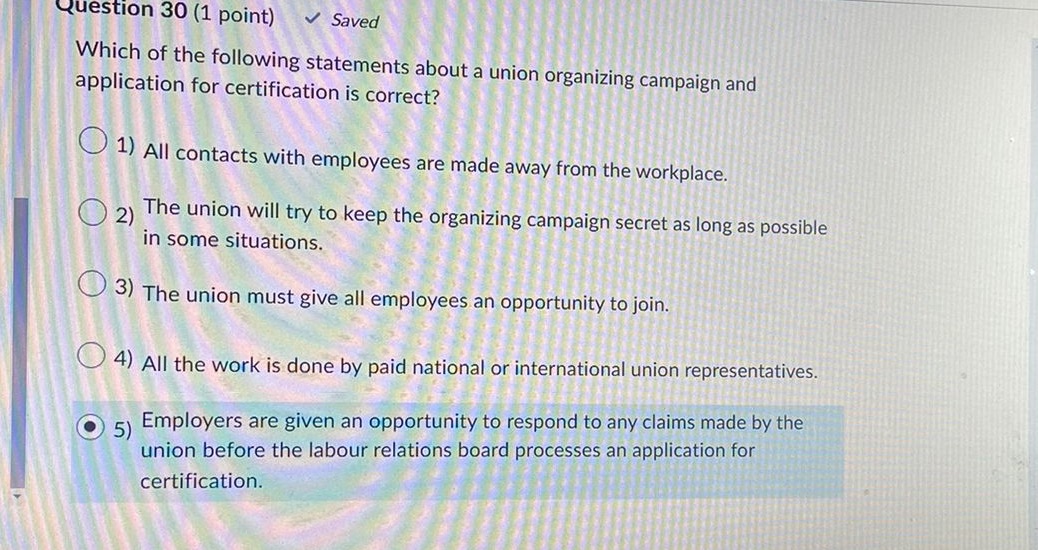 Please what's the actual answer Question 30 (1 point) Saved Which of