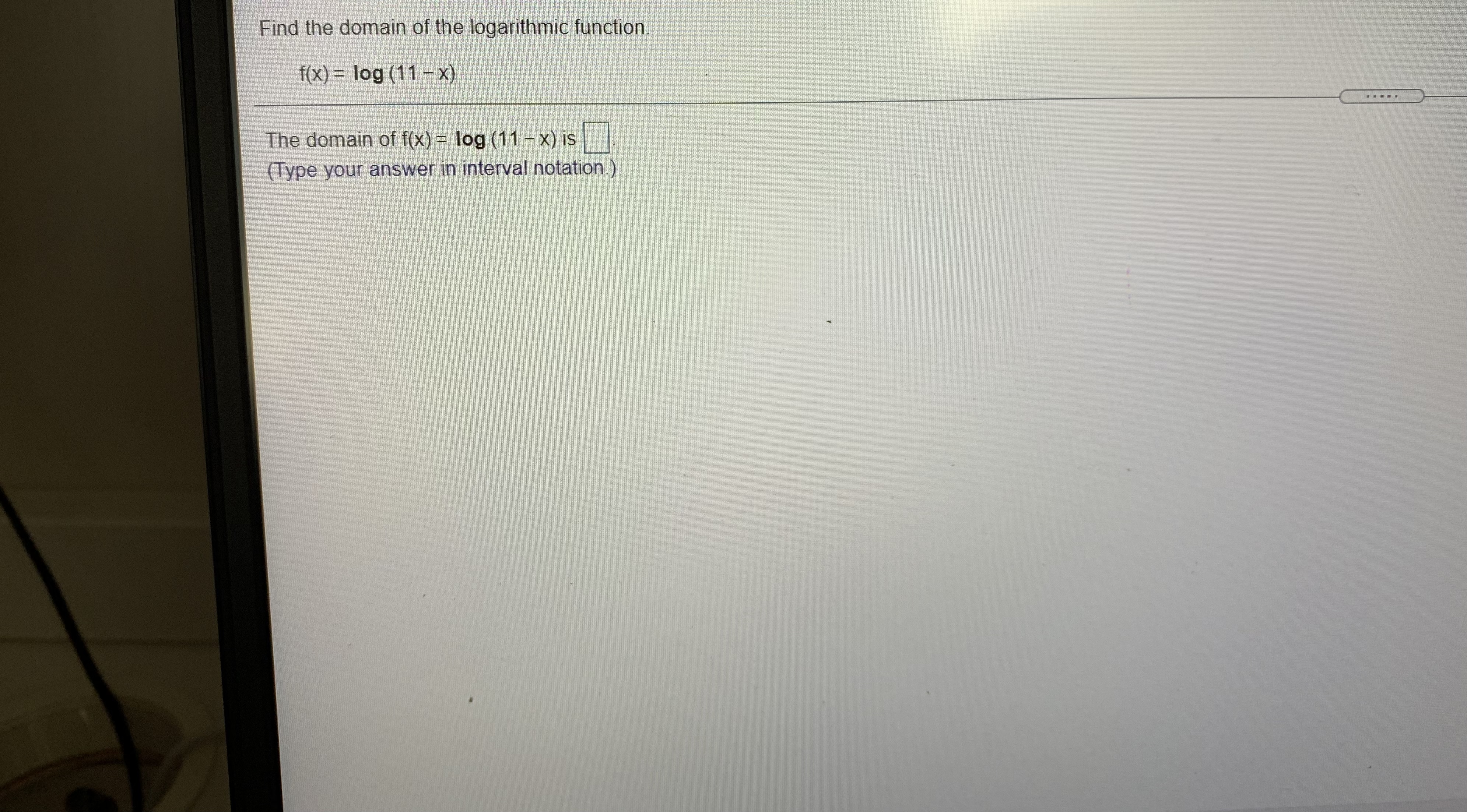 your answer in interval notation.)Find the domain of the function h(x) =