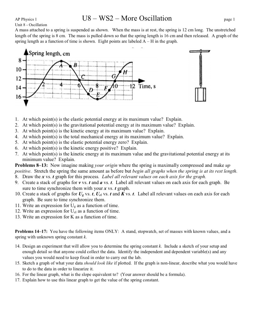 i need all answers please AP Physics I U8 - WS2 -
