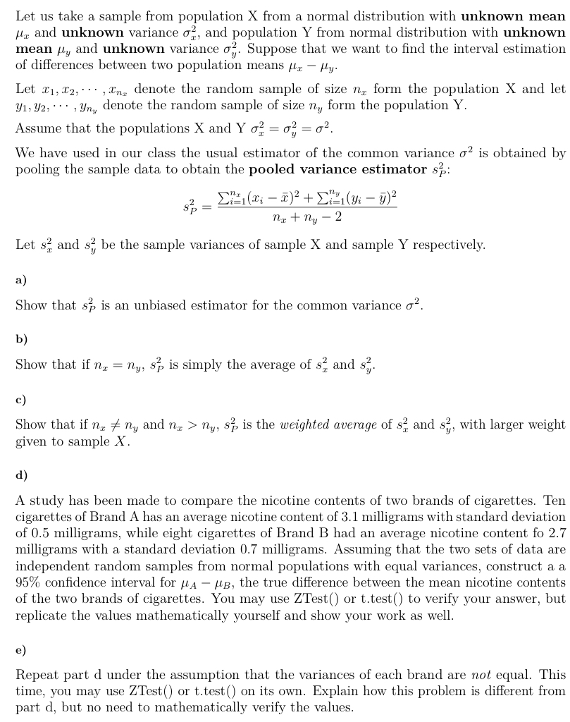 Let us take a sample from population X from a normal