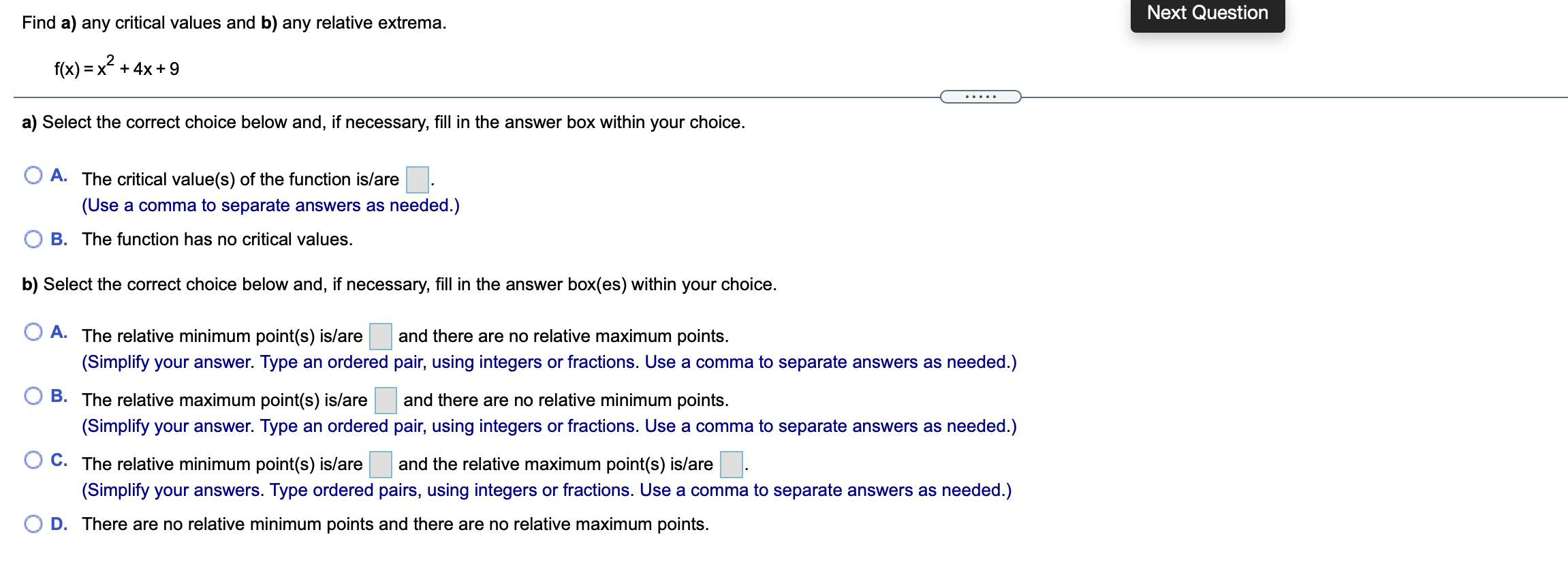 the indicated interval, and indicate the xvalues at which they occur. f(x)