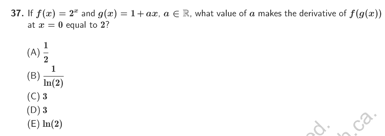 37. If f(a) = 2 and g(x) = 1 + ax,