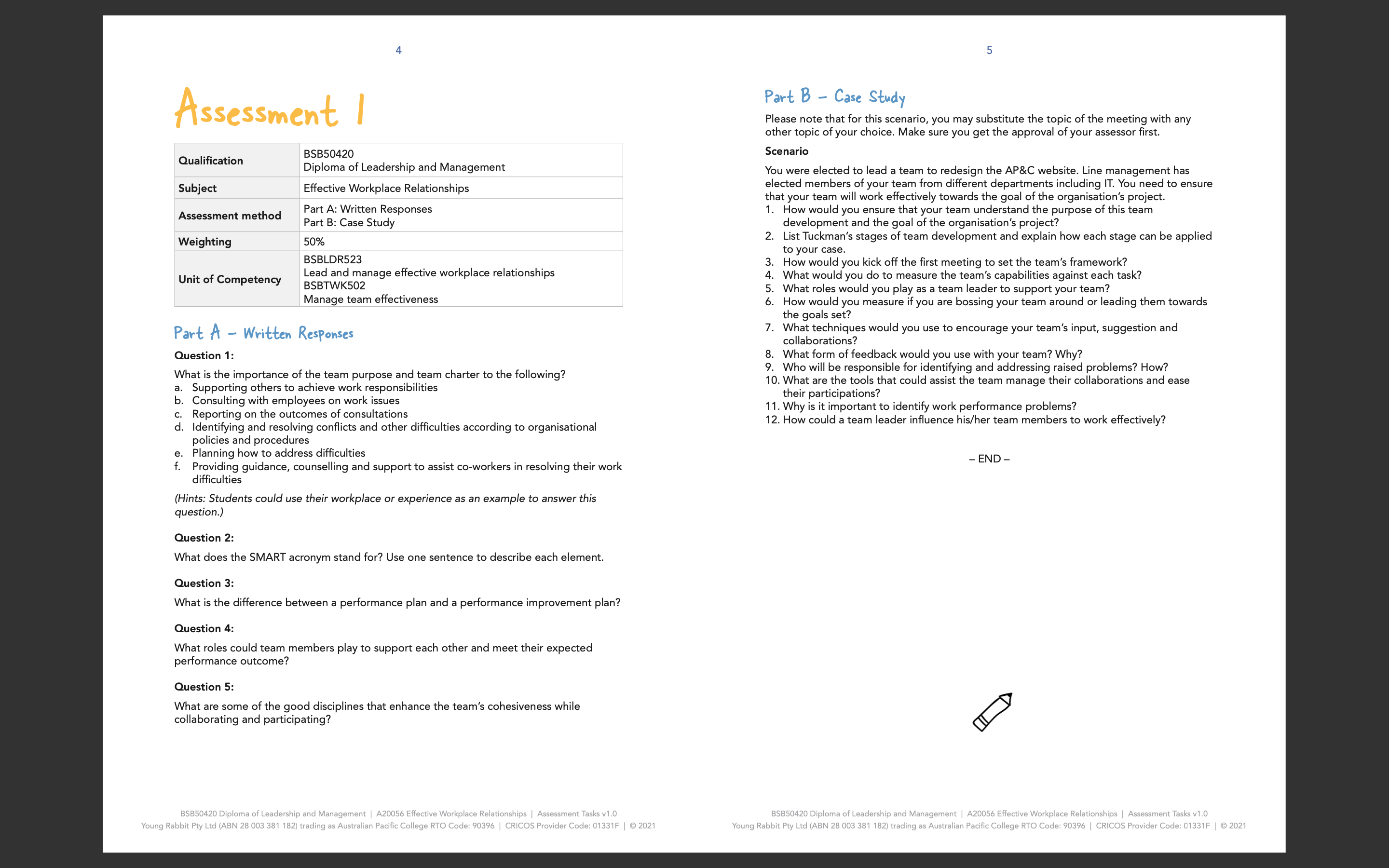  5 Assessment 1 Part B - Case Study Please note that