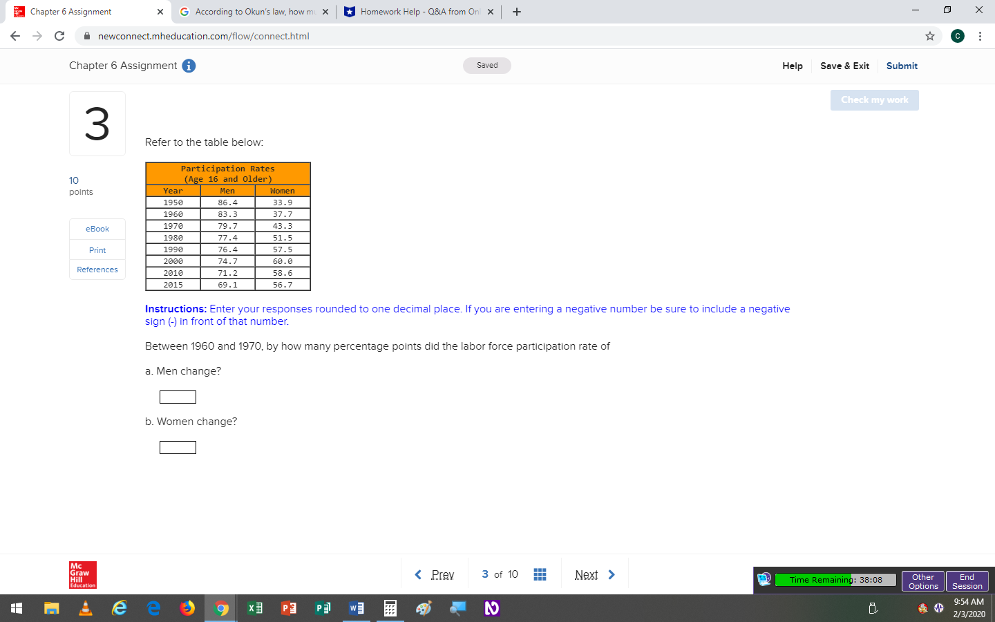 Chapter 6 Assignment X G According to Okun's law, how mu