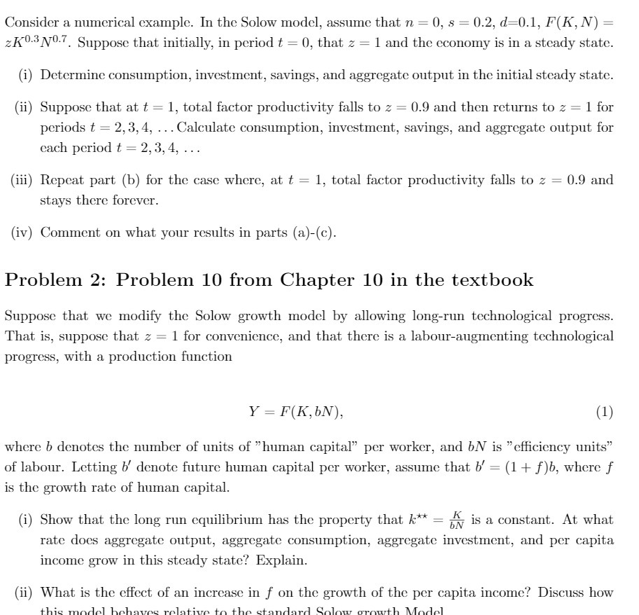 Consider a numerical example. In the Solow model, assume that n