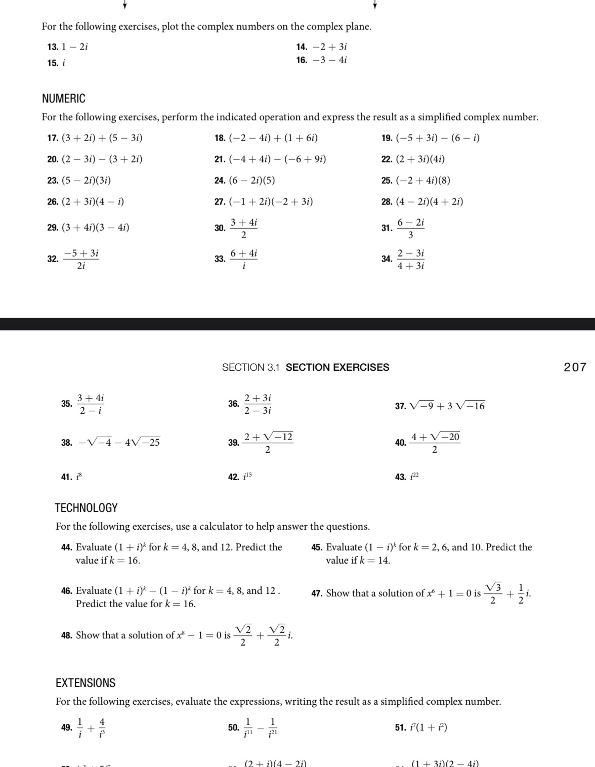 Problems 13,19,25,31,37,43,49,55, For the following exercises, plot the complex numbers on the